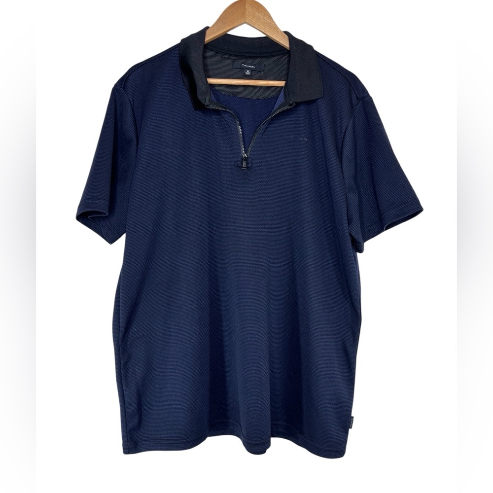 Tahari 1/4 Zip Performance Polo Shirt Navy Size XL